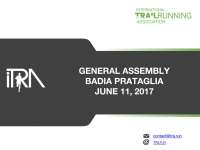 Ετήσια Γενική Συνέλευση της ITRA - ITRA GENERAL ASSEMBLY / Badia Prataglia Trail World Championships